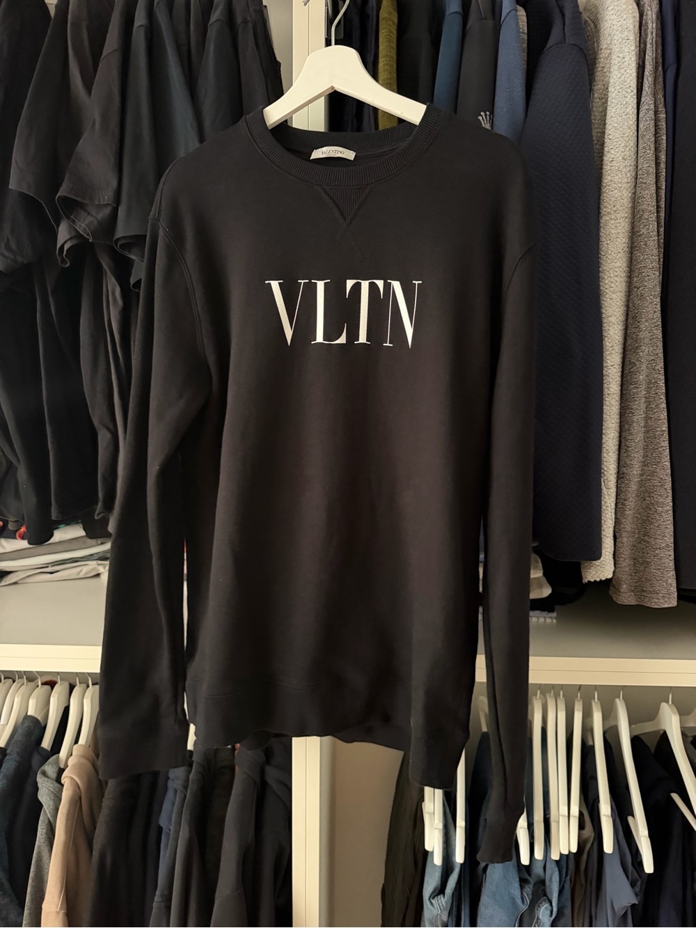 VLTN Valentino Black Crewneck Sweater for Men